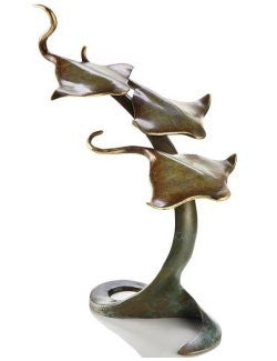 Golden Stingray Trio Sculpture - Nautical Luxuries
