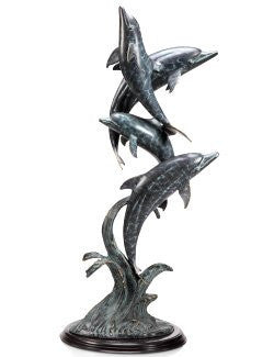 Dolphins At Play Floor Sculpture - Nautical Luxuries