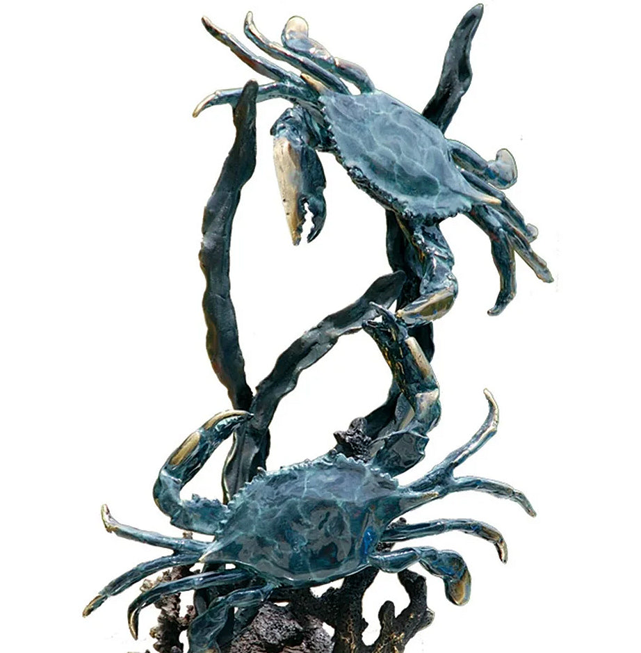 Sparring Bluepoint Crabs Sculpture - Nautical Luxuries