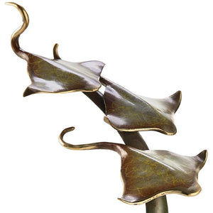 Golden Stingray Trio Sculpture - Nautical Luxuries