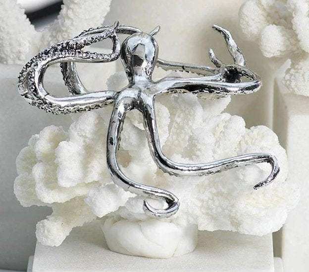 Petite Silver Octopus Decorative Sculpture - Nautical Luxuries
