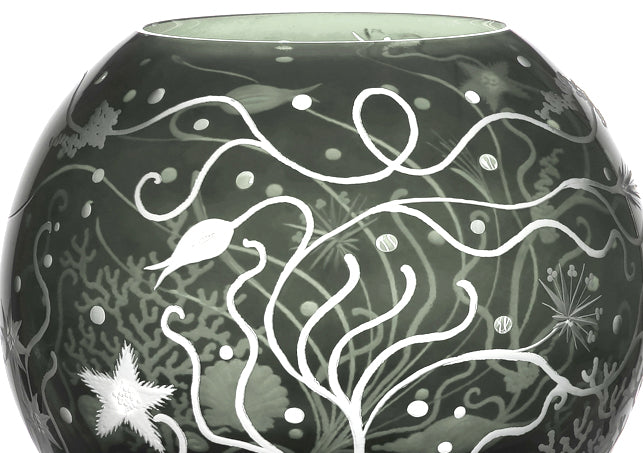 Bohemian Crystal Engraved Atlantis Vase - Nautical Luxuries