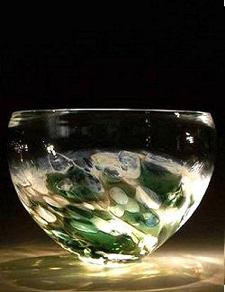 Caleb Nichols Offshore Emerald-Sea Glass Sculpture Bowl - Nautical Luxuries