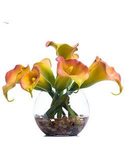 Pink Calla Lilies Bubble Vase Yacht Silks Arrangement - Nautical Luxuries