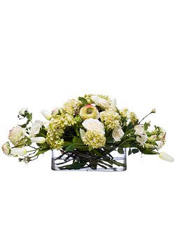 Mixed Ivory Blooms Low Yacht Silks Arrangement - Nautical Luxuries