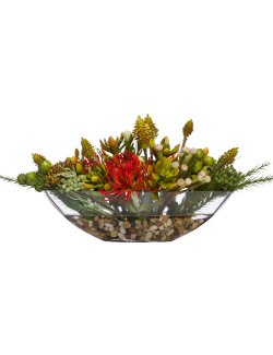 Tropical Blooms Yacht Silks Low Centerpiece Arrangement - Nautical Luxuries