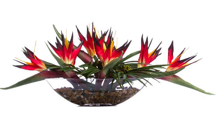 Red Bird of Paradise Long Yacht Silks Centerpiece Arrangement - Nautical Luxuries