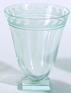 Etched Glass Watermark Pedestal Vase - Nautical Luxuries