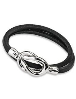 Steel Knot Leather Loop Bracelet White