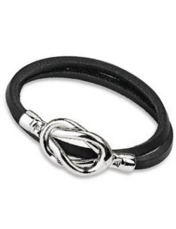 Steel Knot Leather Loop Nautical Knot Bracelet - Nautical Luxuries