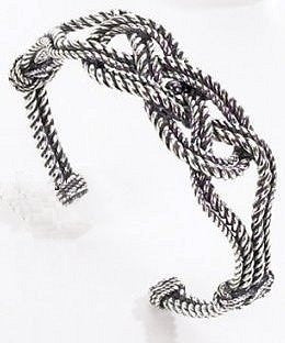 Sterling Silver Carrick Bend Knot Cuff Bracelet - Nautical Luxuries