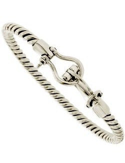 Sterling Silver Twisted Rope Bangle Bracelet w/ Pelican Clasp - Nautical Luxuries