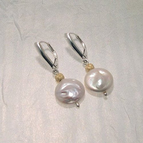 14k Gold Coin Pearl Earrings - Nautical Luxuries