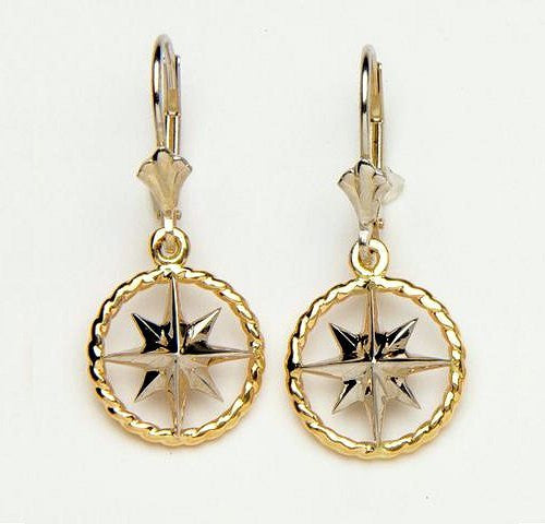 Nautical Line Compass Rose Earrings - Nautical Luxuries