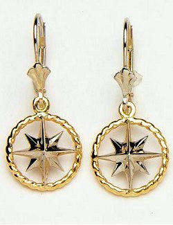 Nautical Line Compass Rose Earrings - Nautical Luxuries