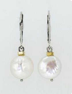 14k Gold Coin Pearl Earrings - Nautical Luxuries