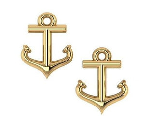Petite 14k Gold Anchor Stud Earrings - Nautical Luxuries