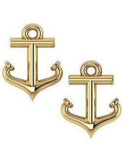 Petite 14k Gold Anchor Stud Earrings - Nautical Luxuries