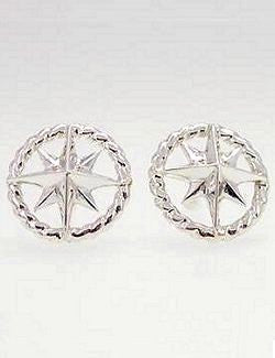 Sterling Silver Rope Ring Compass Rose Stud Earrings - Nautical Luxuries