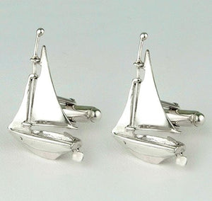 Sterling Silver Sailing Yacht Cufflinks - Nautical Luxuries