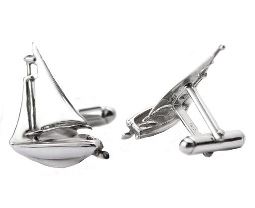 Sterling Silver Sailing Yacht Cufflinks - Nautical Luxuries
