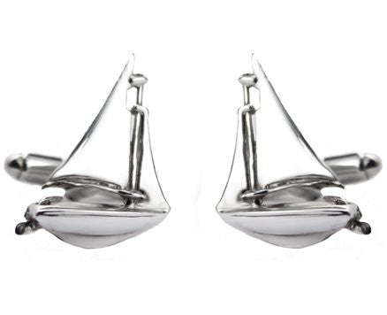 Sterling Silver Sailing Yacht Cufflinks - Nautical Luxuries