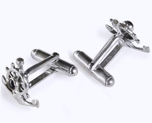 Ship's Anchor & Wheel Sterling Silver Cufflinks - Nautical Luxuries