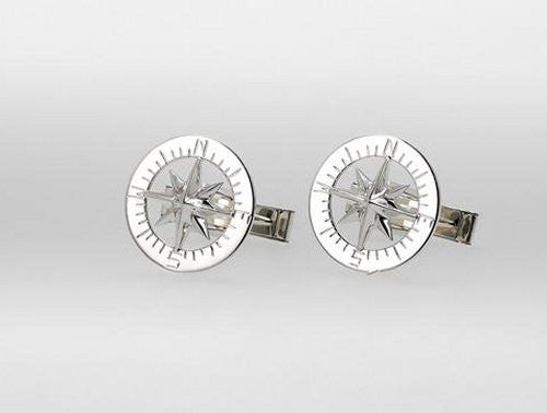 Waypoints Sterling Silver Compass Rose Cufflinks - Nautical Luxuries