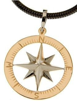 Compass Rose Gold Waypoints Necklace Large Pendants - Nautical Luxuries