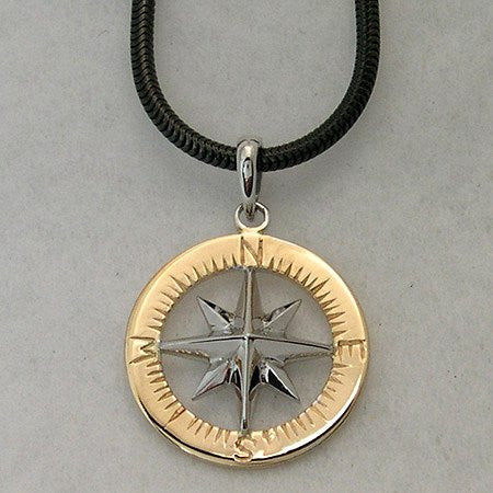 Compass Rose Gold Waypoints Necklace Large Pendants - Nautical Luxuries