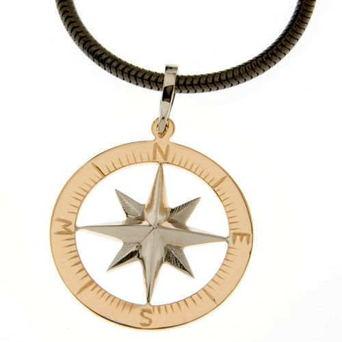 Compass Rose Gold Waypoints Necklace Large Pendants - Nautical Luxuries