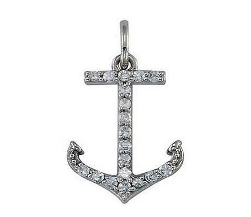 Diamond Studded Petite Anchor Pendant - Nautical Luxuries