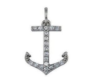 Diamond Studded Petite Anchor Pendant - Nautical Luxuries