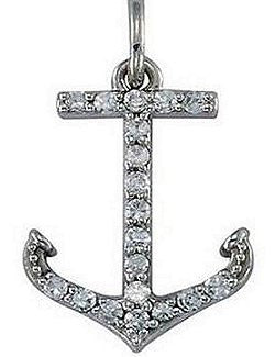 Diamond Studded Petite Anchor Pendant - Nautical Luxuries