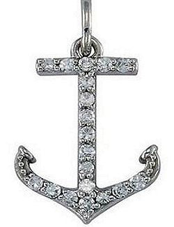 Diamond Studded Petite Anchor Pendant - Nautical Luxuries