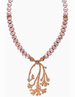 Peach Moonstone Coral Branch Pendant Necklace - Nautical Luxuries