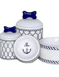 Nautical Net Ceramic Pet Canisters & Bowls - Nautical Luxuries