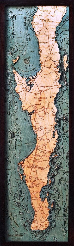 3-D Framed Wood Bathymetric Charts - Nautical Luxuries