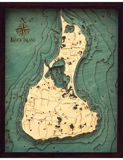 3-D Framed Wood Bathymetric Charts - Nautical Luxuries