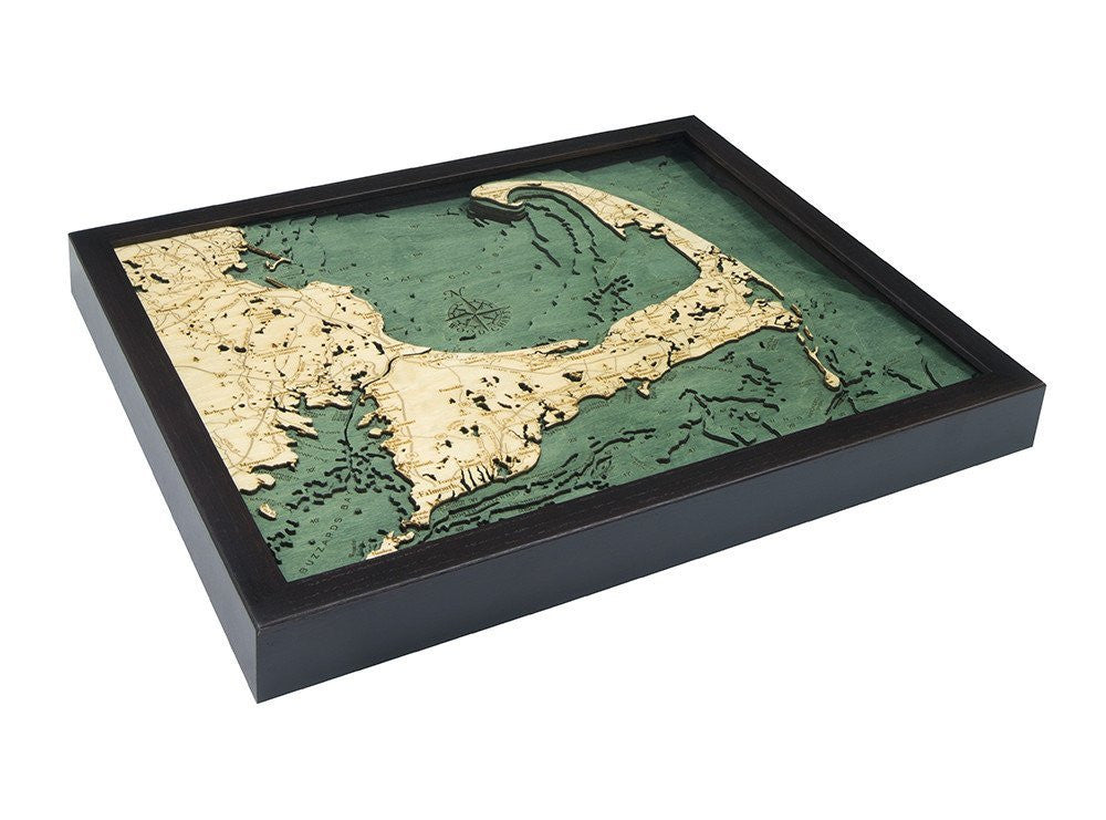 3-D Framed Wood Bathymetric Charts - Nautical Luxuries