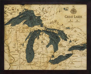 3-D Framed Wood Bathymetric Charts - Nautical Luxuries