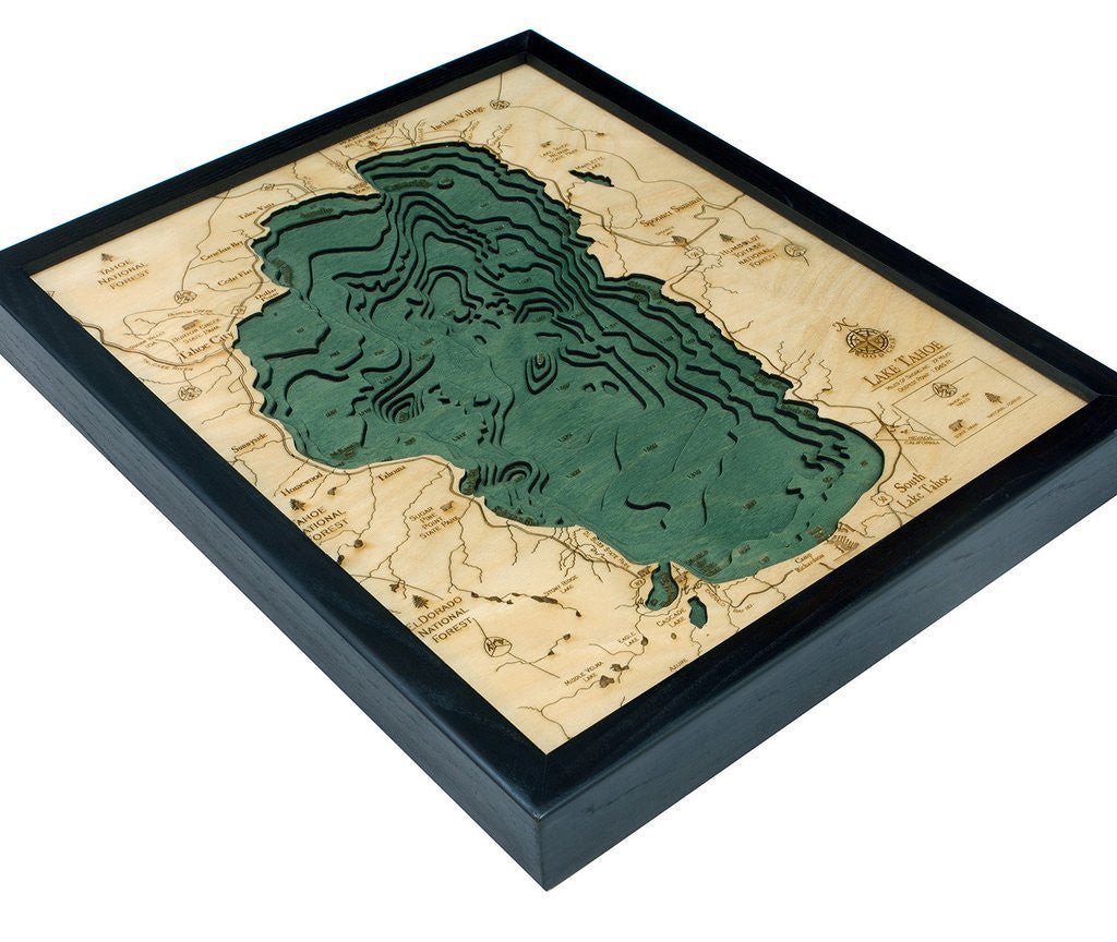 3-D Framed Wood Bathymetric Charts - Nautical Luxuries