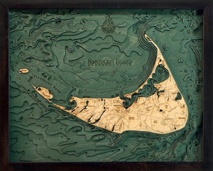 3-D Framed Wood Bathymetric Charts - Nautical Luxuries