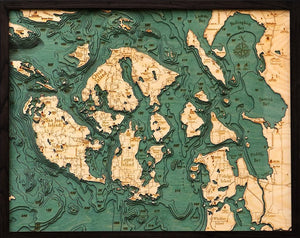 3-D Framed Wood Bathymetric Charts - Nautical Luxuries