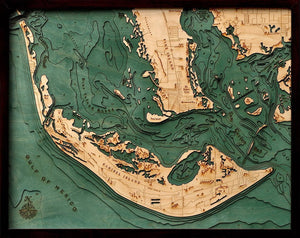 3-D Framed Wood Bathymetric Charts - Nautical Luxuries