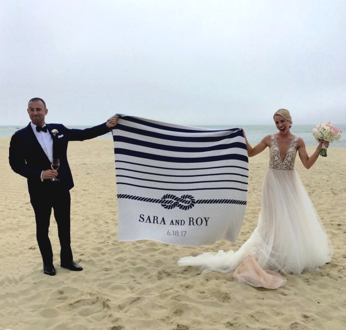 Custom Bride And Groom Eco-Conscious Throw - Nautical Luxuries