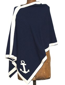 Eco-Conscious Nautical Anchor Knit Poncho - Nautical Luxuries
