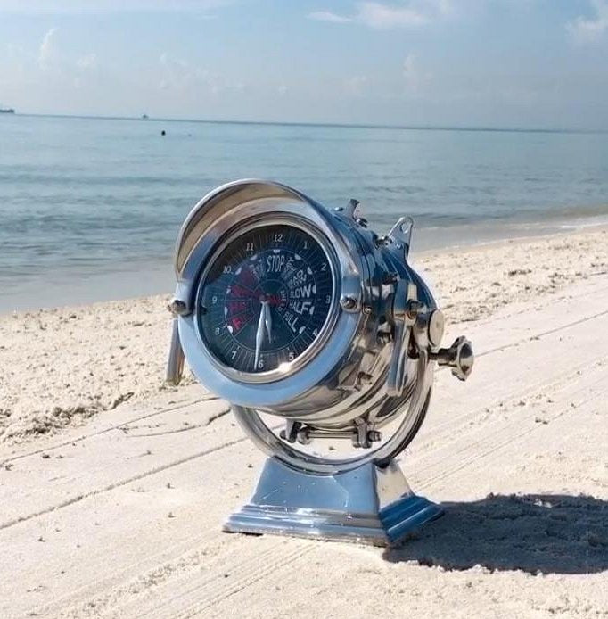 Vintage Ship's Throttle Post Table Clock - Nautical Luxuries