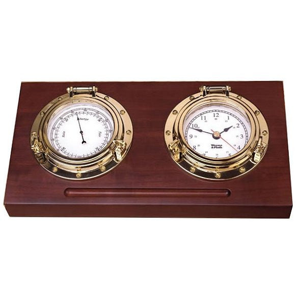 Weems & Plath Porthole Clock & Barometer Desk Set– Nautical Luxuries