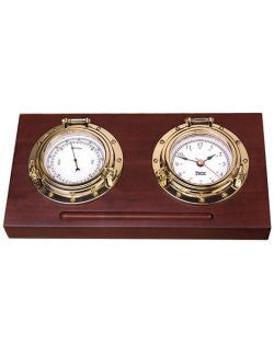 Weems & Plath Porthole Clock & Barometer Desk Set - Nautical Luxuries